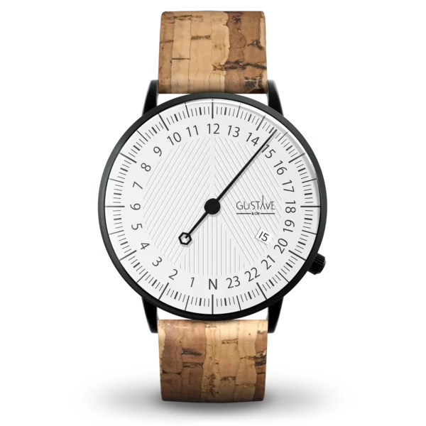 André 24H 40mm watch Black and white lilege strap