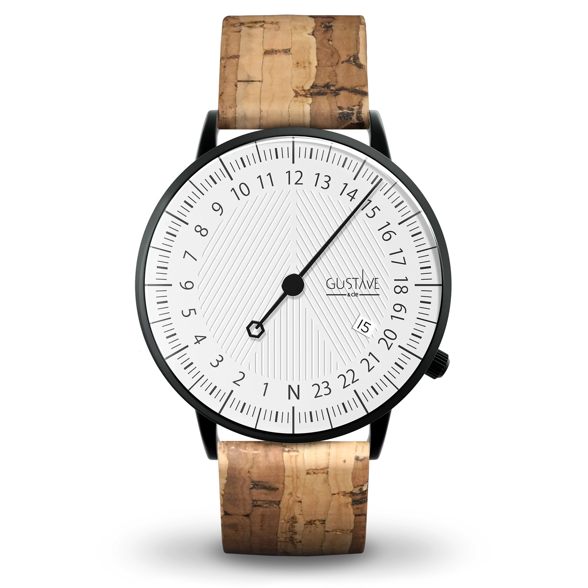 André 24H 40mm watch Black and white lilege strap