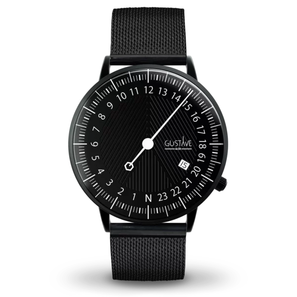 安德烈 24H 40mm 手表 黑色和黑色黑色米兰表带
