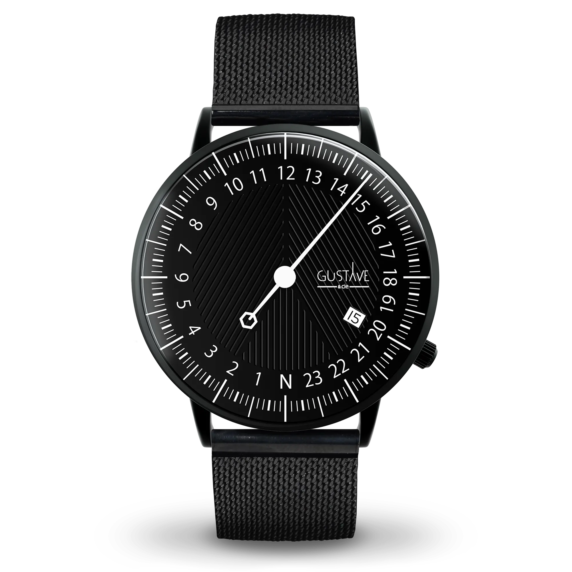 André 24H 40mm watch Black and black black Milanese strap