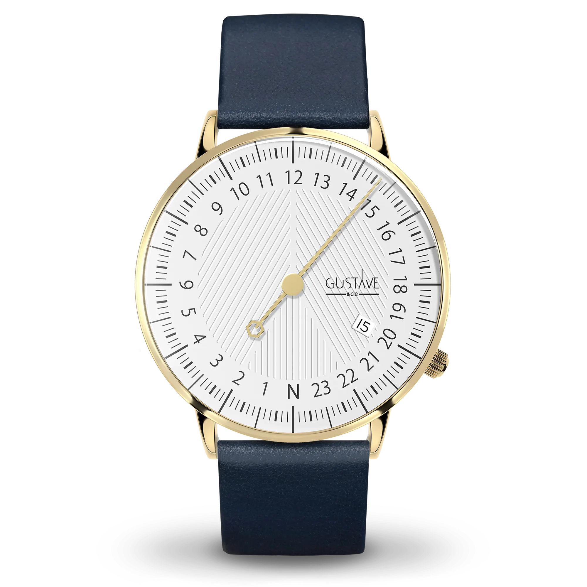 Часы André 24H 40 мм из золота и белого цвета с синим кожаным ремешком