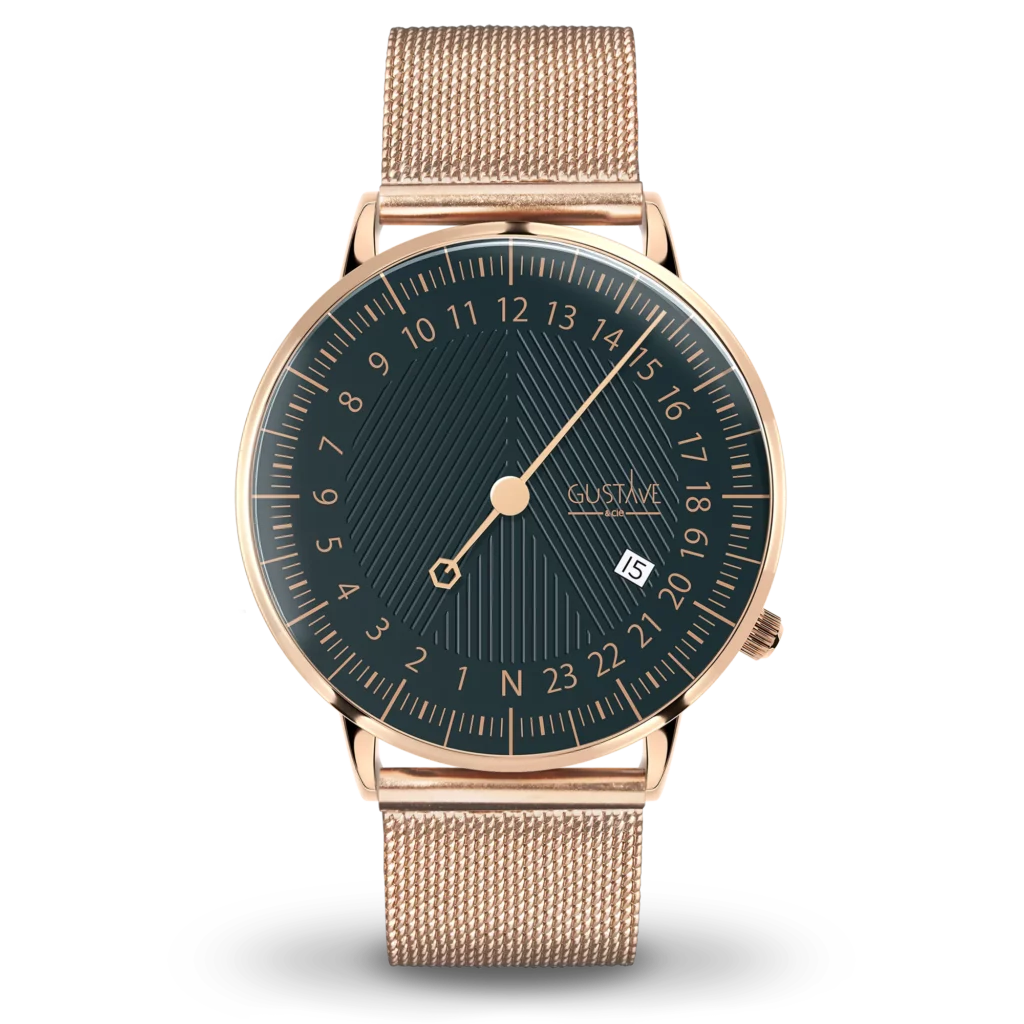 André 24H watch 40mm Pink gold and green pink gold Milanese strap