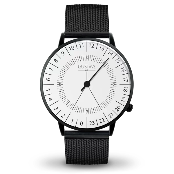 Antoine 24H white watch with black Milanese leather strap