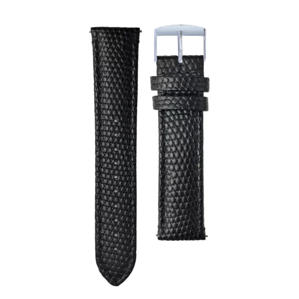 Black lizard leather strap with silver buckle