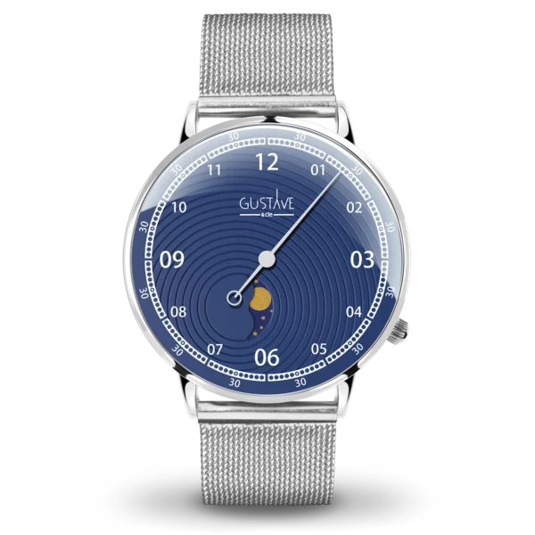 Georges 12H 40mm prata e azul prata Milanese relógio pulseira