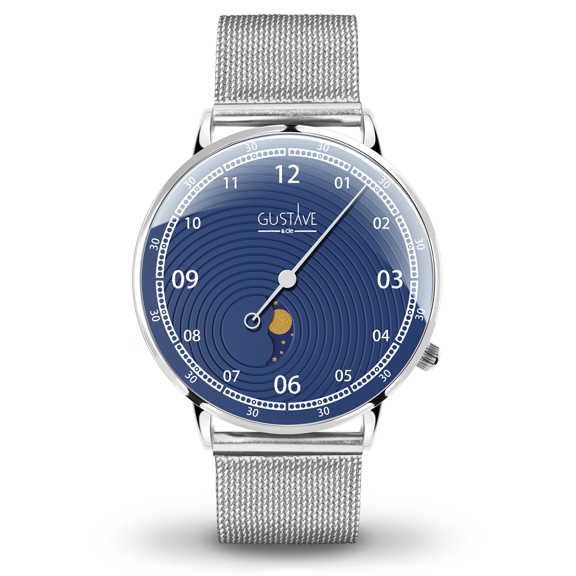 Georges 12H 40mm prata e azul prata Milanese relógio pulseira