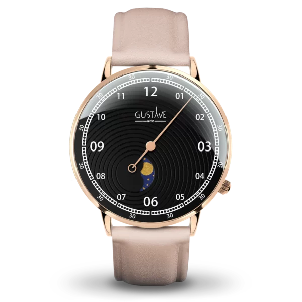 Georges 12H 40mm pink gold and black watch pink leather strap