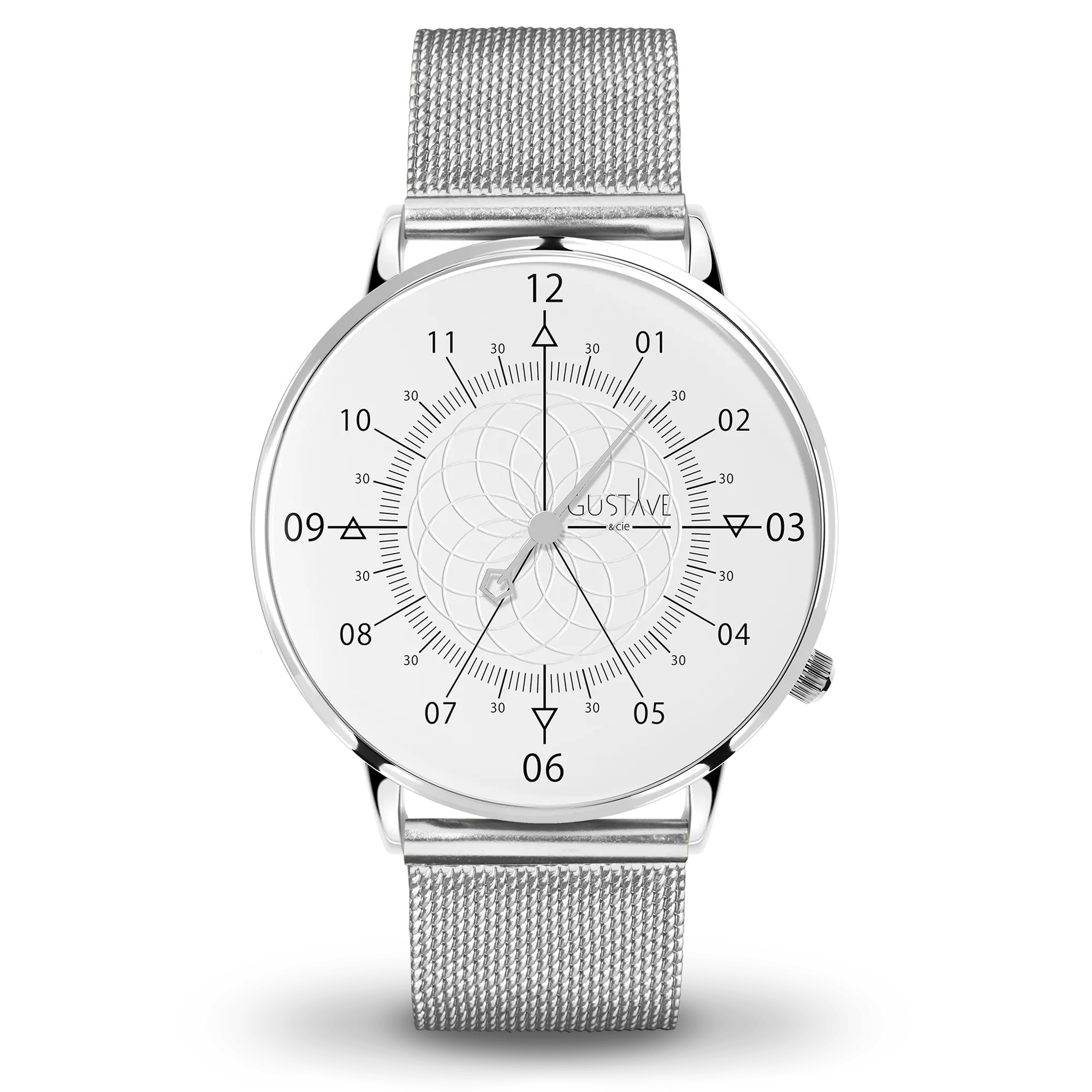 Louis 12H 40mm Silver and white watch Silver Milanese strap
