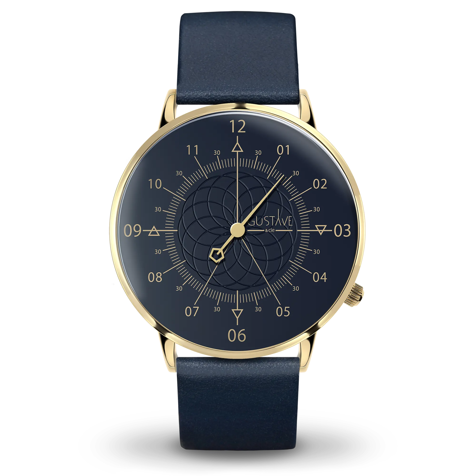 Louis 12H 40mm Gold and blue watch blue leather strap