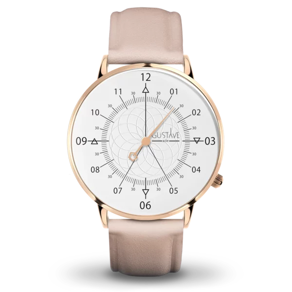 Louis 12H watch 40mm Pink gold and white pink leather strap