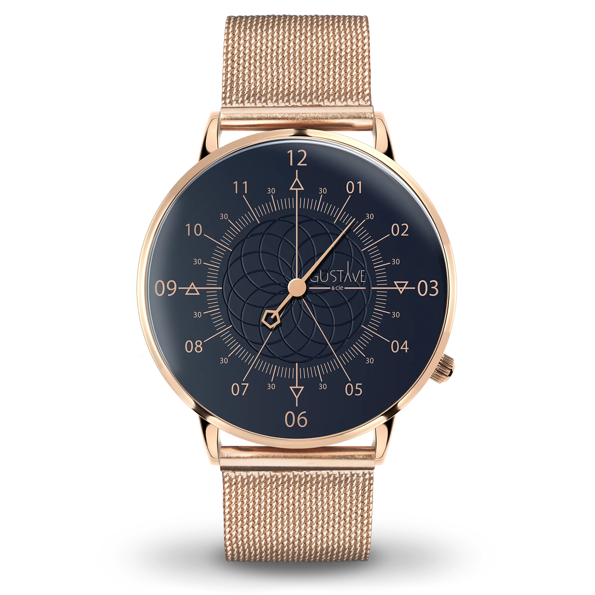 Louis 12H watch 40mm Pink gold and blue pink gold Milanese strap