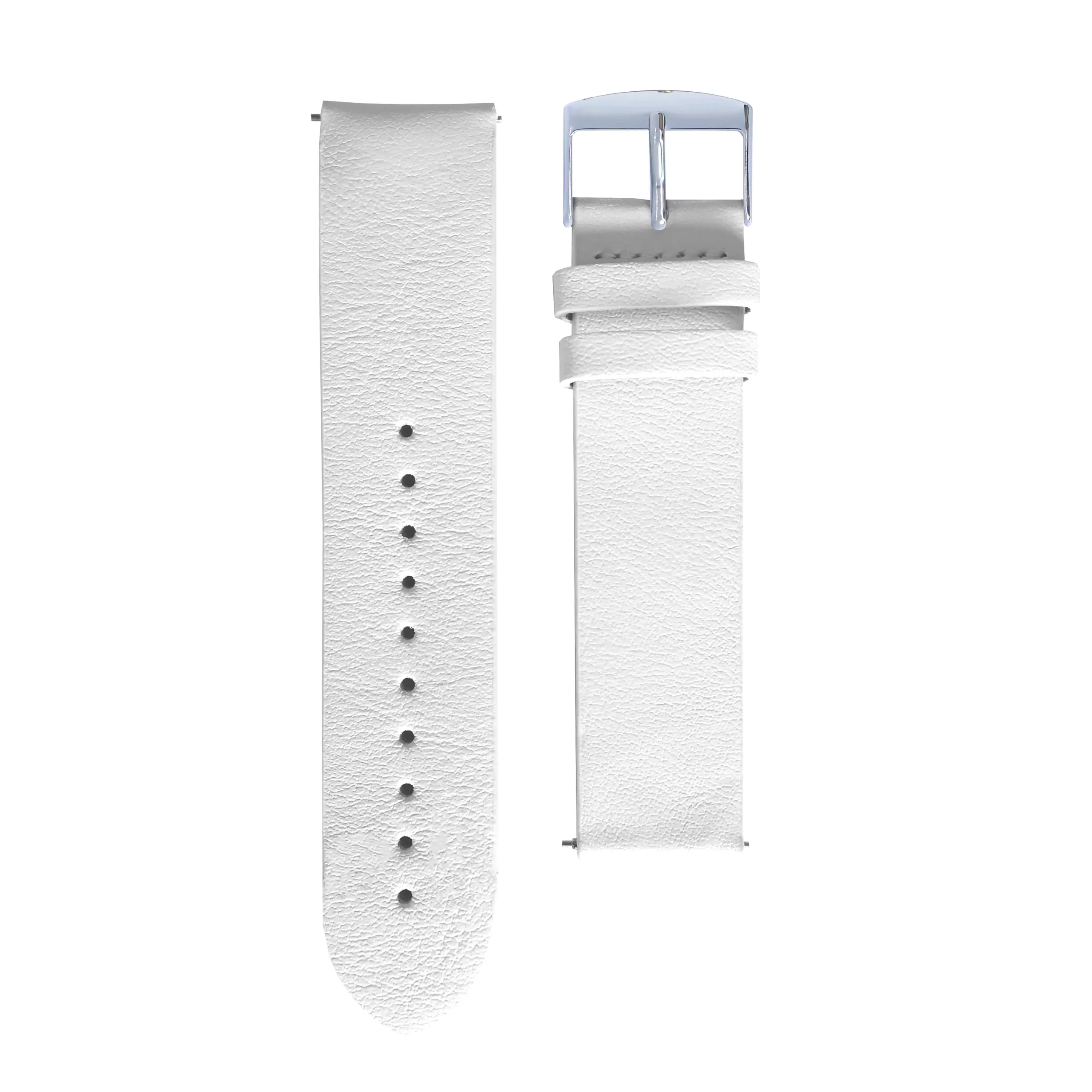 White leather strap with silver buckle