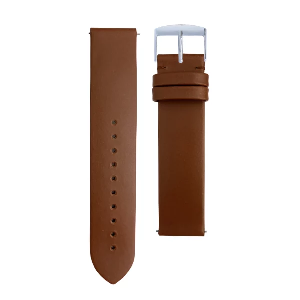 Brown leather strap with silver buckle