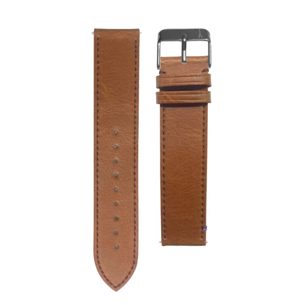 Brown leather strap made in france silver buckle made in france