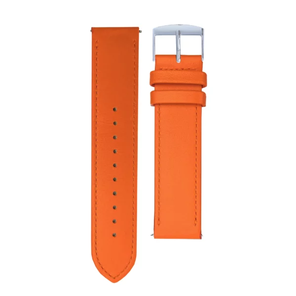 Orange leather strap with silver buckle