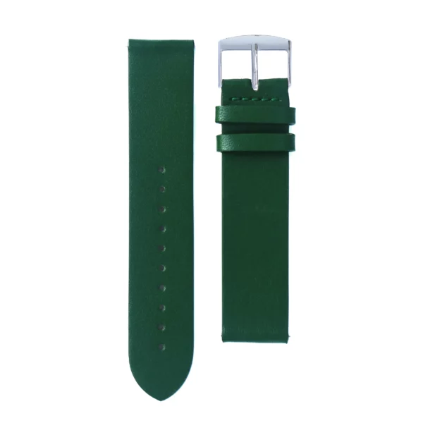 Green leather strap with silver buckle