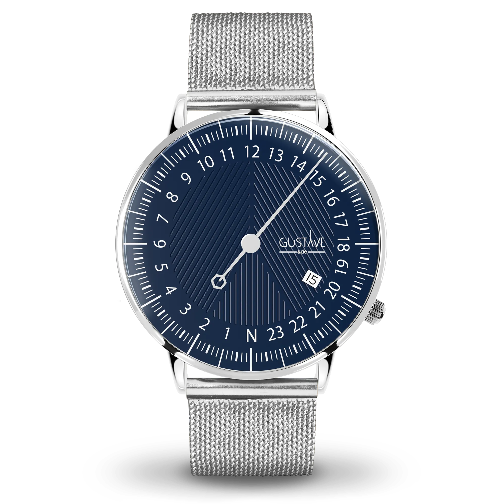 André 24H 40mm Silver and Blue Silver Milanese Strap Watch